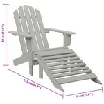 vidaXL Chaise de jardin avec pouf Bois Gris