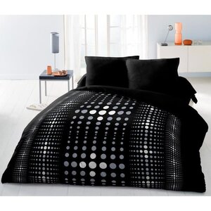 Parure de couette Microfibre 220 x 240 cm et 2 taies d'oreillers 63 x 63 cm Noir