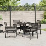 vidaXL Set de salle à manger jardin 5 pièces Noir poly rotin