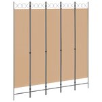 vidaXL Paravent 5 panneaux Beige 200 x 220 cm Tissu