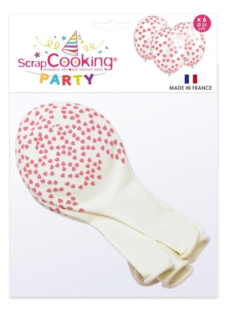 Ballons de baudruche gonflables Coeur 6 p. - Scrapcooking Party