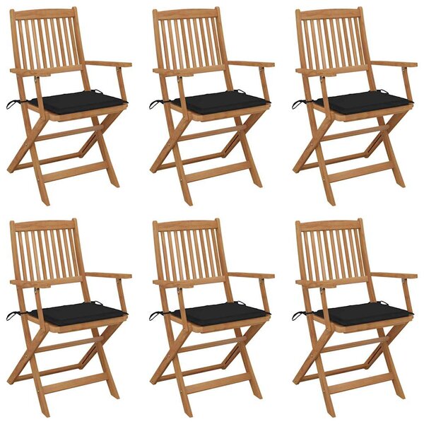vidaXL Chaises pliables de jardin lot de 6 avec coussins Bois d'acacia