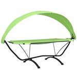 vidaXL Lit de repos d'extérieur avec auvent Vert Acier et tissu Oxford