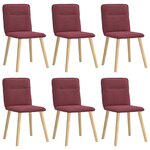 vidaXL Chaises à manger lot de 6 rouge bordeaux tissu
