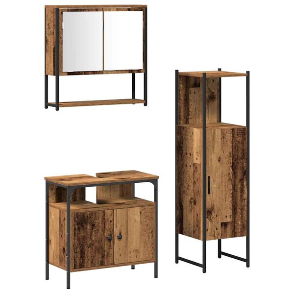 vidaXL Ensemble de mobilier de salle de bain avec étagère 3 Pièces Marron