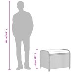 vidaXL Tabouret de jardin avec coussin gris 58x46x46 cm résine tressée