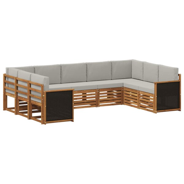 vidaXL Ensemble de canapé d'angle 7 Pièces Naturel et gris clair