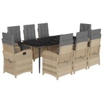 vidaXL Ensemble à manger de jardin et coussins 9 Pièces mélange beige