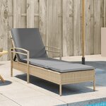vidaXL Chaise longue avec coussin beige 63x200x81 cm résine tressée