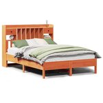 vidaXL Lit bibliothèque sans matelas cire marron 160x200 cm pin massif