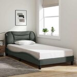 vidaXL Cadre de lit sans matelas Hvar gris foncé 100x200 cm tissu