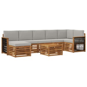 vidaXL Ensemble de canapés d'extérieur 7 pc Naturel et gris clair