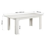 Table repas extensible 160x90 4 chaises anthracite