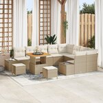 vidaXL Ensemble de canapé de jardin 12 pièces avec coussins beige poly rattan acacia