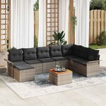 vidaXL Ensemble de canapé de jardin avec coussin 9 Pièces Gris
