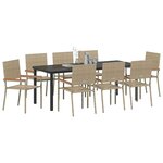 vidaXL Ensemble de salle à manger pour jardin 9 Pièces Beige polyrotin