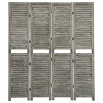vidaXL Cloison de séparation 4 panneaux Gris 143x166 cm Bois solide