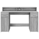 vidaXL Bureau et lumières LED sonoma gris 140x55x91 cm bois ingénierie