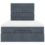 vidaXL Cadre de lit ottoman et matelas gris foncé 120x200 cm velours