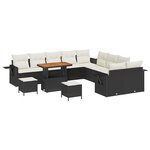 Ensemble de Jardin vidaXL 13 pièces avec Coussins Rattan Noir