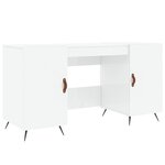 Bureau table poste de travail meuble d'ordinateur informatique étude brillant 140 x 50 x 75 cm bois d'ingénierie blanc 02_0023540