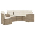 vidaXL Salon de jardin avec coussins 5 Pièces beige résine tressée