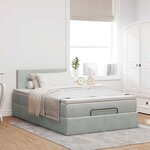 vidaXL Cadre de lit ottoman et matelas gris clair 120x200 cm velours