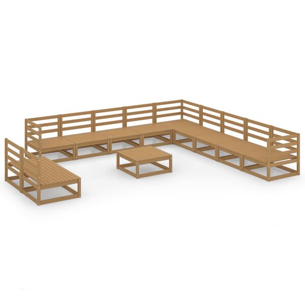 vidaXL Salon de jardin 12 Pièces marron miel bois de pin massif