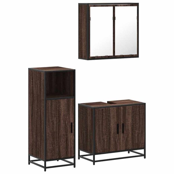 vidaXL Ensemble de meubles de salle de bain 3 Pièces Chêne marron
