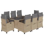 vidaXL Ensemble à manger de jardin et coussins 9 Pièces mélange beige