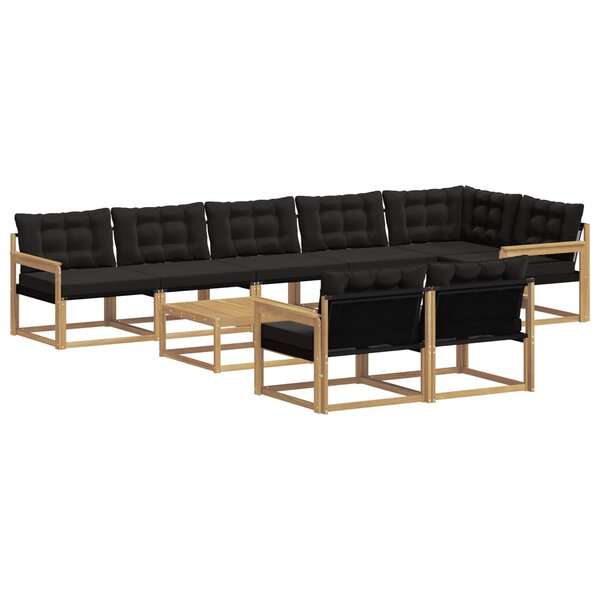 vidaXL Ensemble de canapés d'extérieur 9 pc Blanc et noir