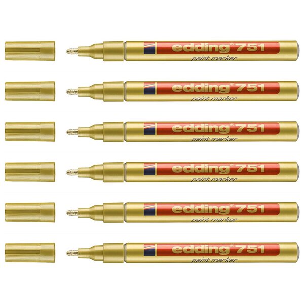 Marqueur Peinture 751 Or Pointe Ronde 1-2 mm x 6 EDDING