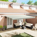 vidaXL Auvent Rétractable avec 500 × 350 cm Vert et blanc
