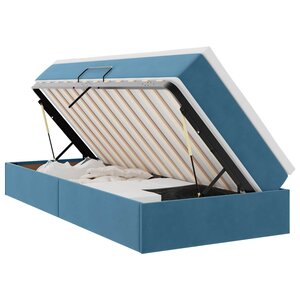 vidaXL Lit avec rangement et matelas Bleu foncé 90 x 200 cm Velours