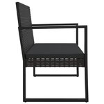 vidaXL Banc de jardin avec coussins noir 106 cm résine tressée