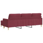 vidaXL Canapé à 3 places avec repose-pieds Rouge bordeaux 210 cm Tissu