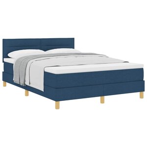 vidaXL Lit à ressorts avec coussin Bleu 140 x 190 cm tissu