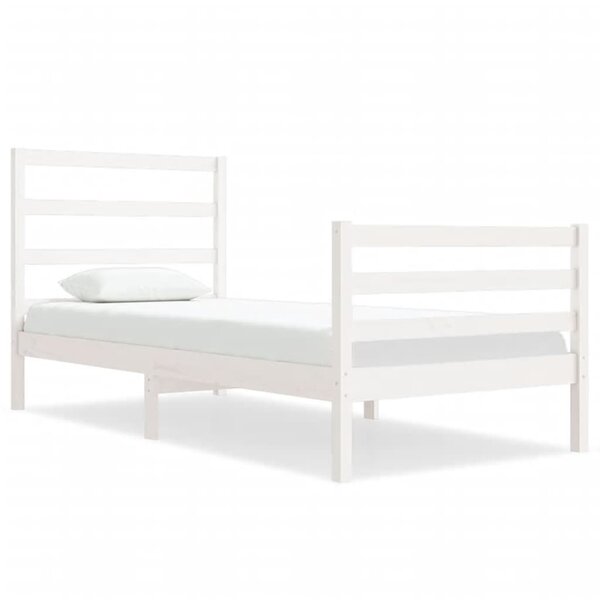 vidaXL Cadre de lit Blanc Bois de pin massif 75x190 cm Petit simple