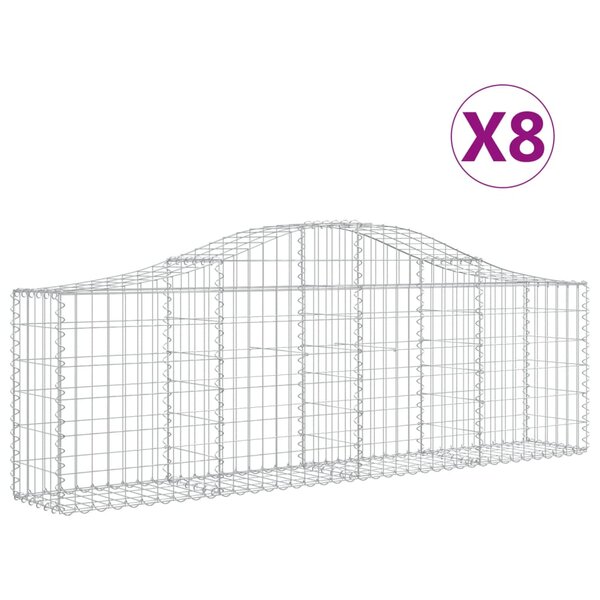 vidaXL Paniers à gabions arqués 8 Pièces 200x30x60/80 cm Fer galvanisé