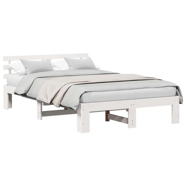 vidaXL Cadre de lit avec tête de lit Blanc 120 x 190 cm Pin massif