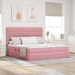 vidaXL Lit de Rangement avec matelas Rose 180 x 200 cm Velours