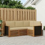 vidaXL Ensembles de canapés avec coussin 4 Pièces Bois d'Acacia Massif