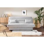 Banquette clic clac 3 places - Matelas 17 cm - Tissu gris clair - 199 x 96 x 103 cm - CHLoe