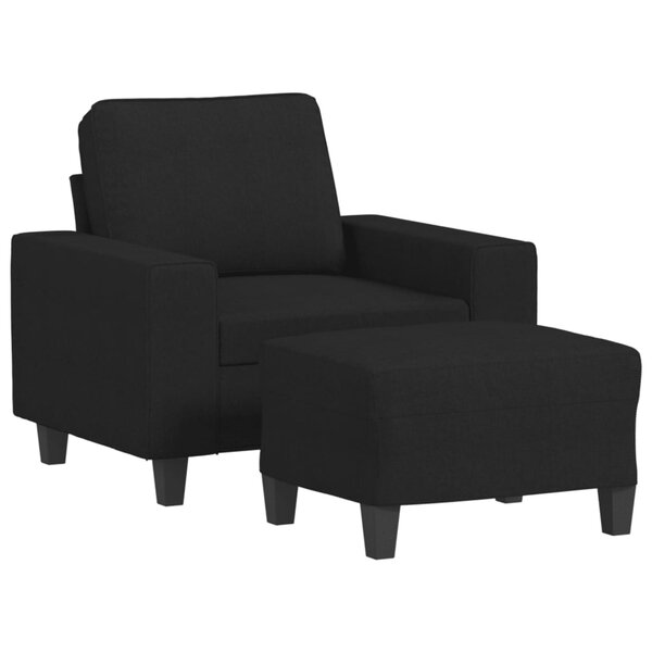 vidaXL Fauteuil avec repose-pied Noir 60 cm Tissu