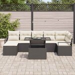 vidaXL Ensemble de canapé de jardin 8 Pièces Noir Poly rotin