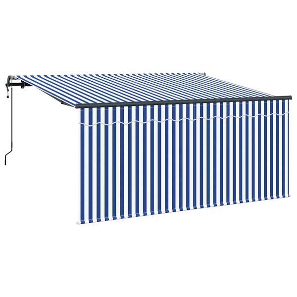 vidaXL Auvent Rétractable Bleu et Blanc 300 x 200 cm