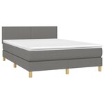 vidaXL Sommier à lattes de lit et matelas et LED Gris foncé 140x200 cm