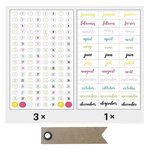 420 stickers dates Bullet journal couleurs vives + 20 étiquettes kraft Fanion