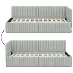 vidaXL Cadre de lit d'angle Gris clair 90 x 200 cm Velours