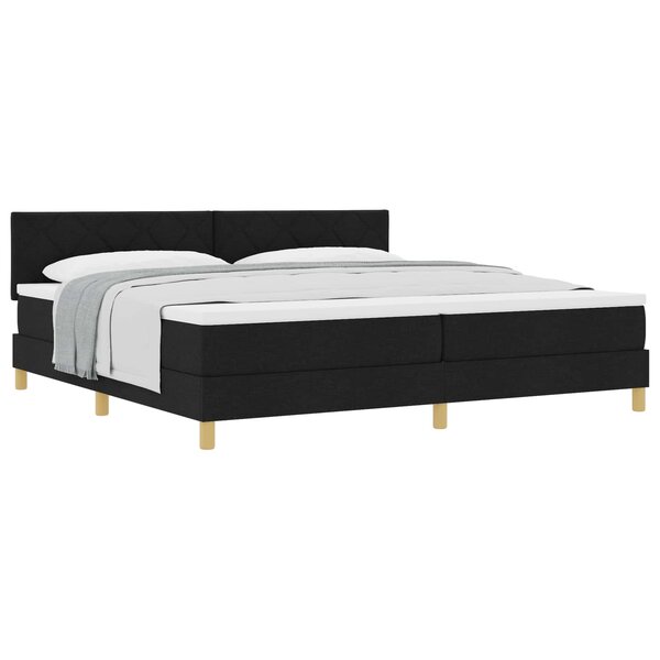vidaXL Lit à ressorts avec coussin Noir 200 x 200 cm tissu